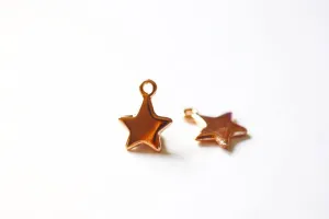 Shiny Vermeil Rose Gold Star- 18k gold plated over Sterling Silver Star Charm, Gold Star Stamping Blanks, Reversible Star, Gold Star beads