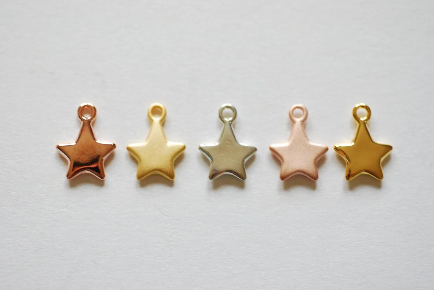 Shiny Vermeil Rose Gold Star- 18k gold plated over Sterling Silver Star Charm, Gold Star Stamping Blanks, Reversible Star, Gold Star beads