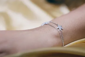 Silver dual strand starfish bracelet