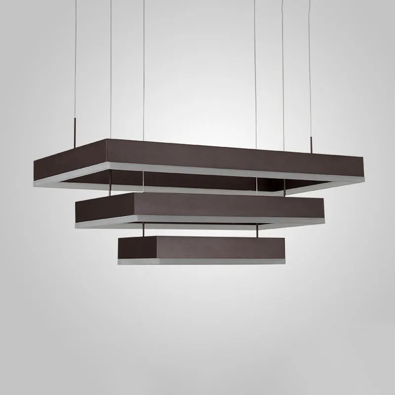 Sleek Brown Layered Chandelier LED Pendant Lamp - Perfect for Living Rooms