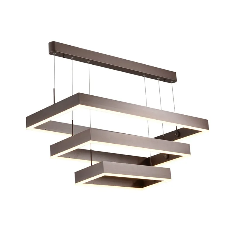 Sleek Brown Layered Chandelier LED Pendant Lamp - Perfect for Living Rooms