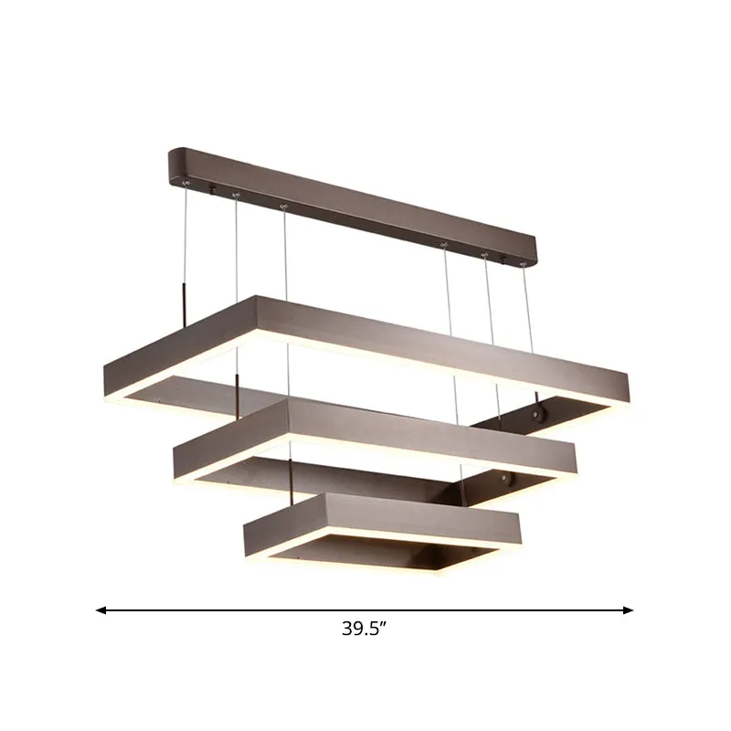 Sleek Brown Layered Chandelier LED Pendant Lamp - Perfect for Living Rooms