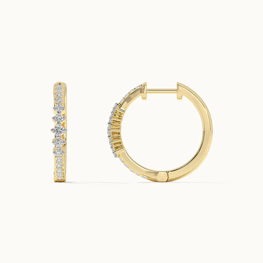 Slender Medium Diamond Hoops