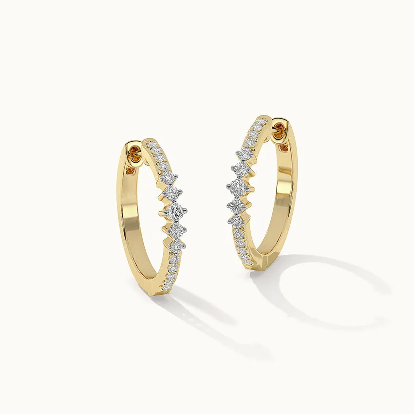 Slender Medium Diamond Hoops