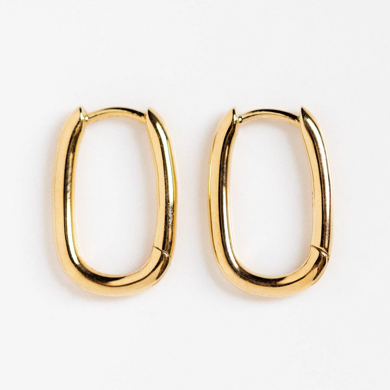 Solid Gold Simple Oblong Hoops