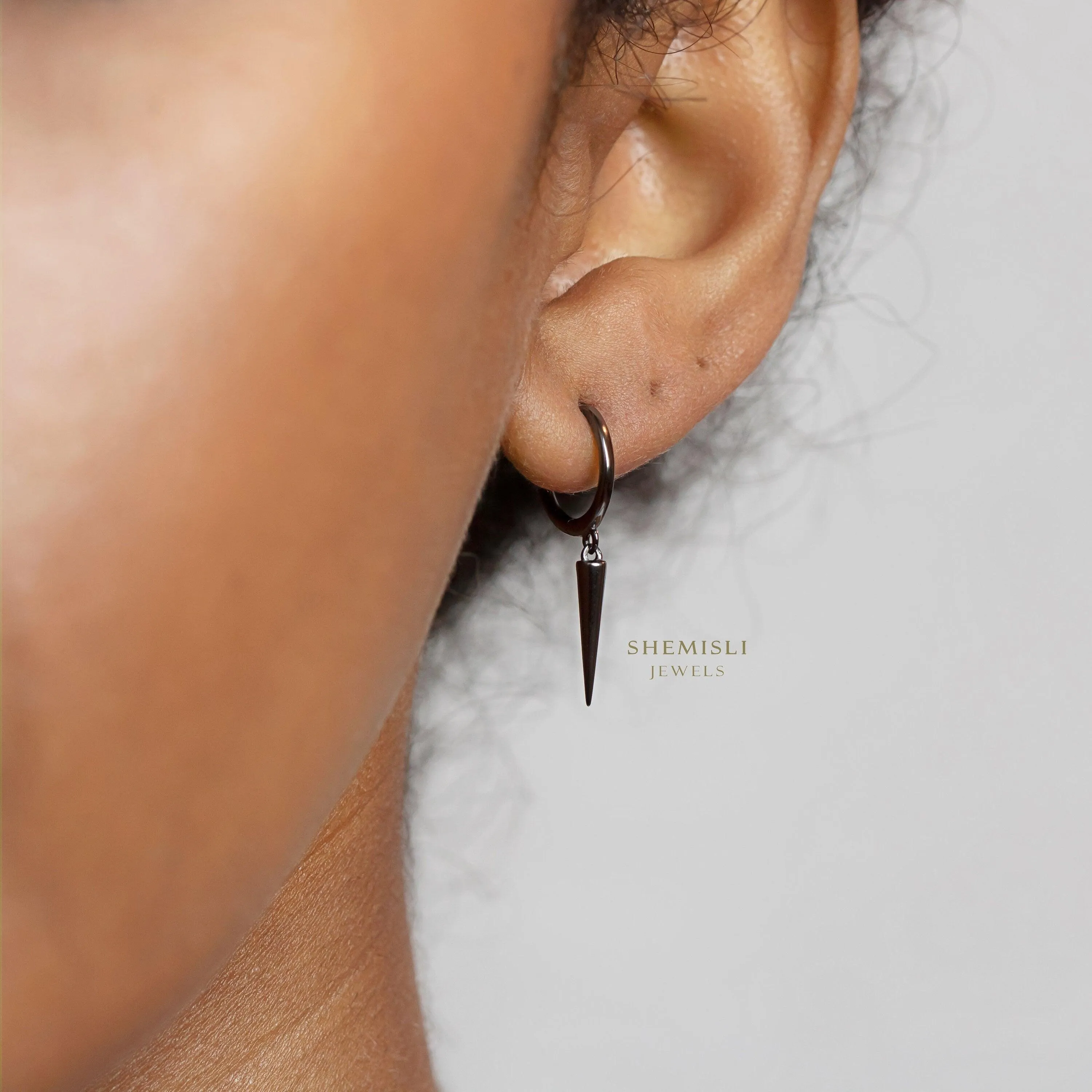 Spike Hoops Earrings, Gold, Silver Black SHEMISLI - SH091