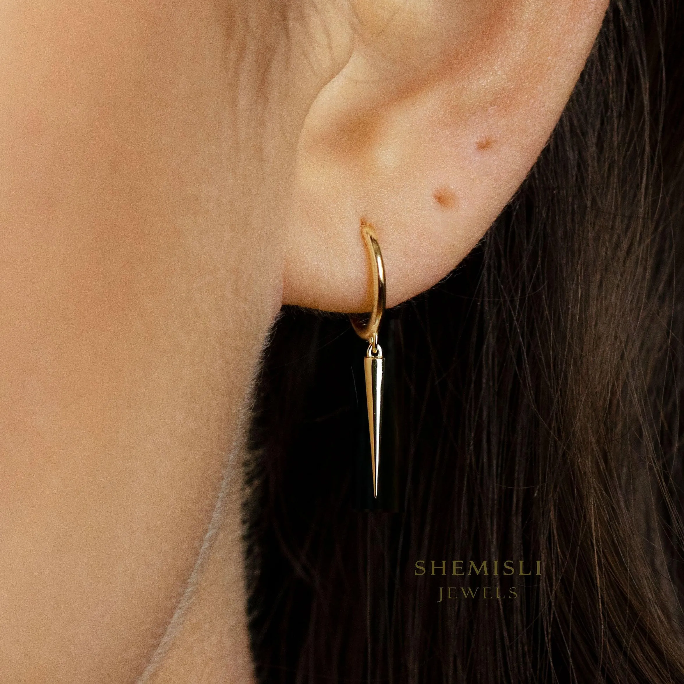 Spike Hoops Earrings, Gold, Silver Black SHEMISLI - SH091