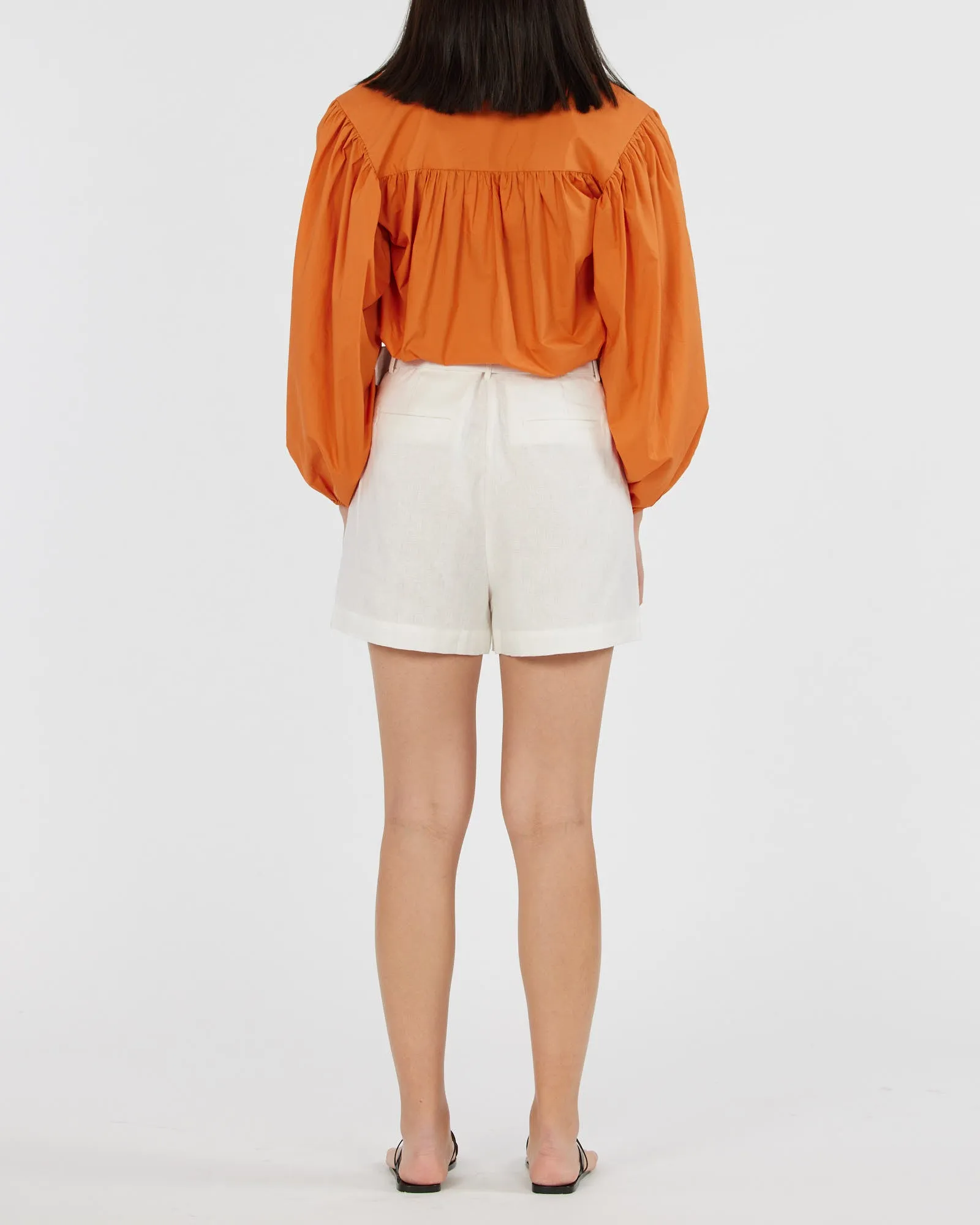 Tahlia Cotton Poplin Blouse - Mandarin