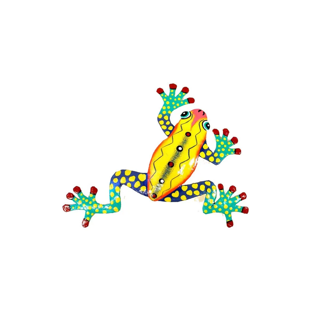 Ten Inch Metal Yellow Frog Caribbean Craft