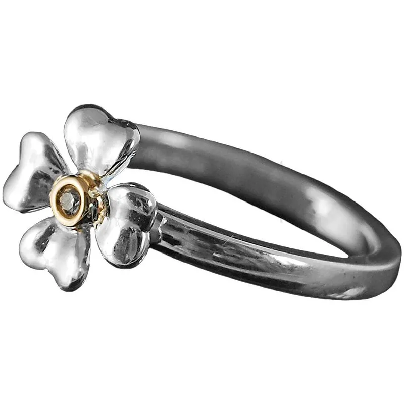 Thomas Sabo Silver and Yellow Gold Diamond Clover Ring