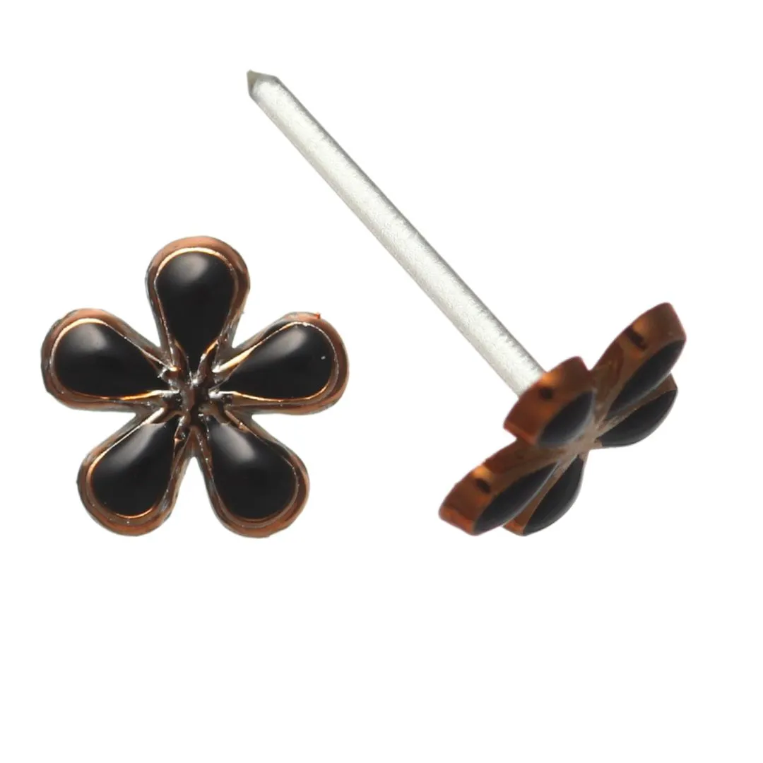 Tiny Gold Rimmed Flower Studs Hypoallergenic Earrings for Sensitive Ears Made with Plastic Posts