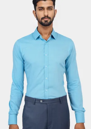 Turquoise Egyptian Cotton Broadcloth Shirt