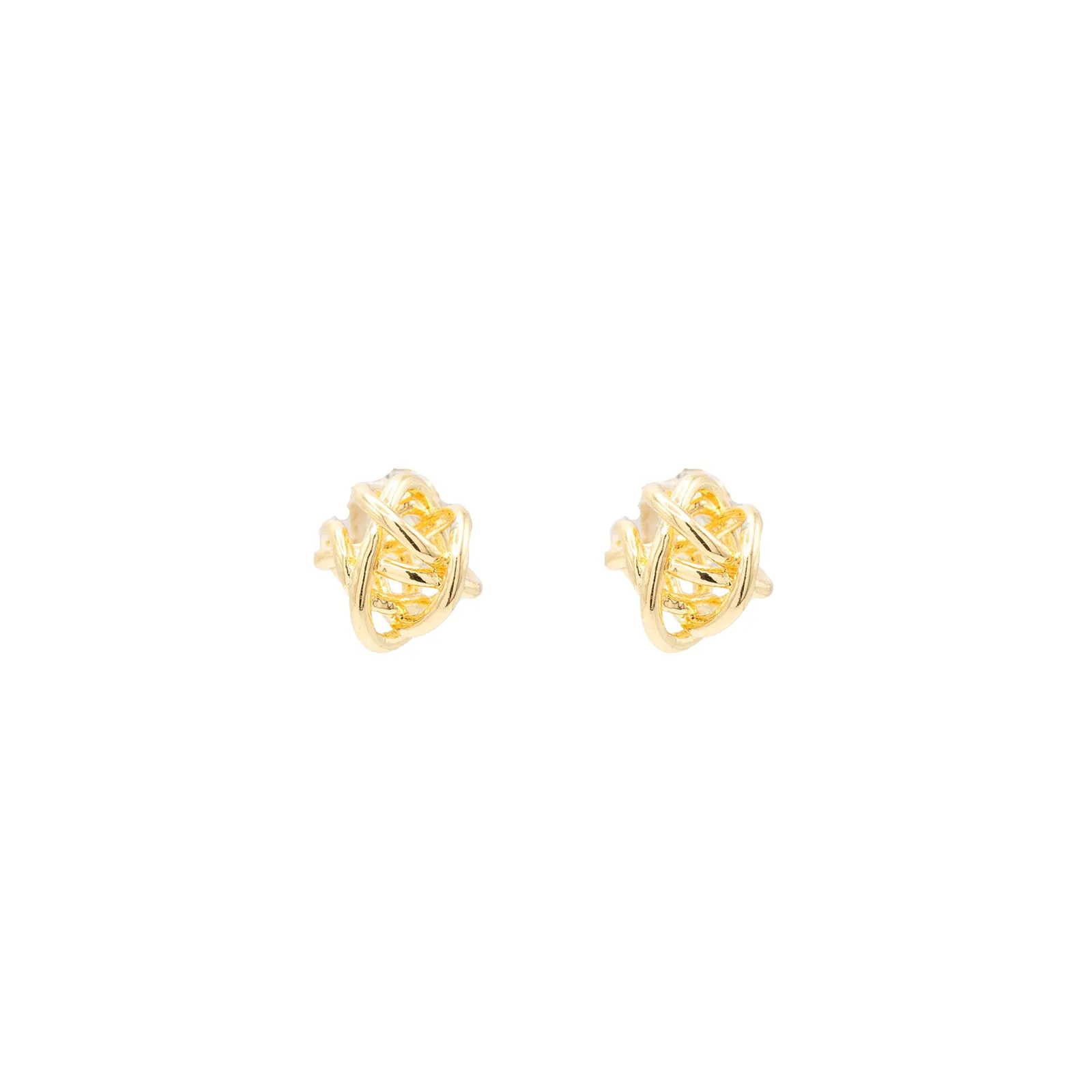 Twisted Knot Ball Post Stud Earring Gold Geometric Simple