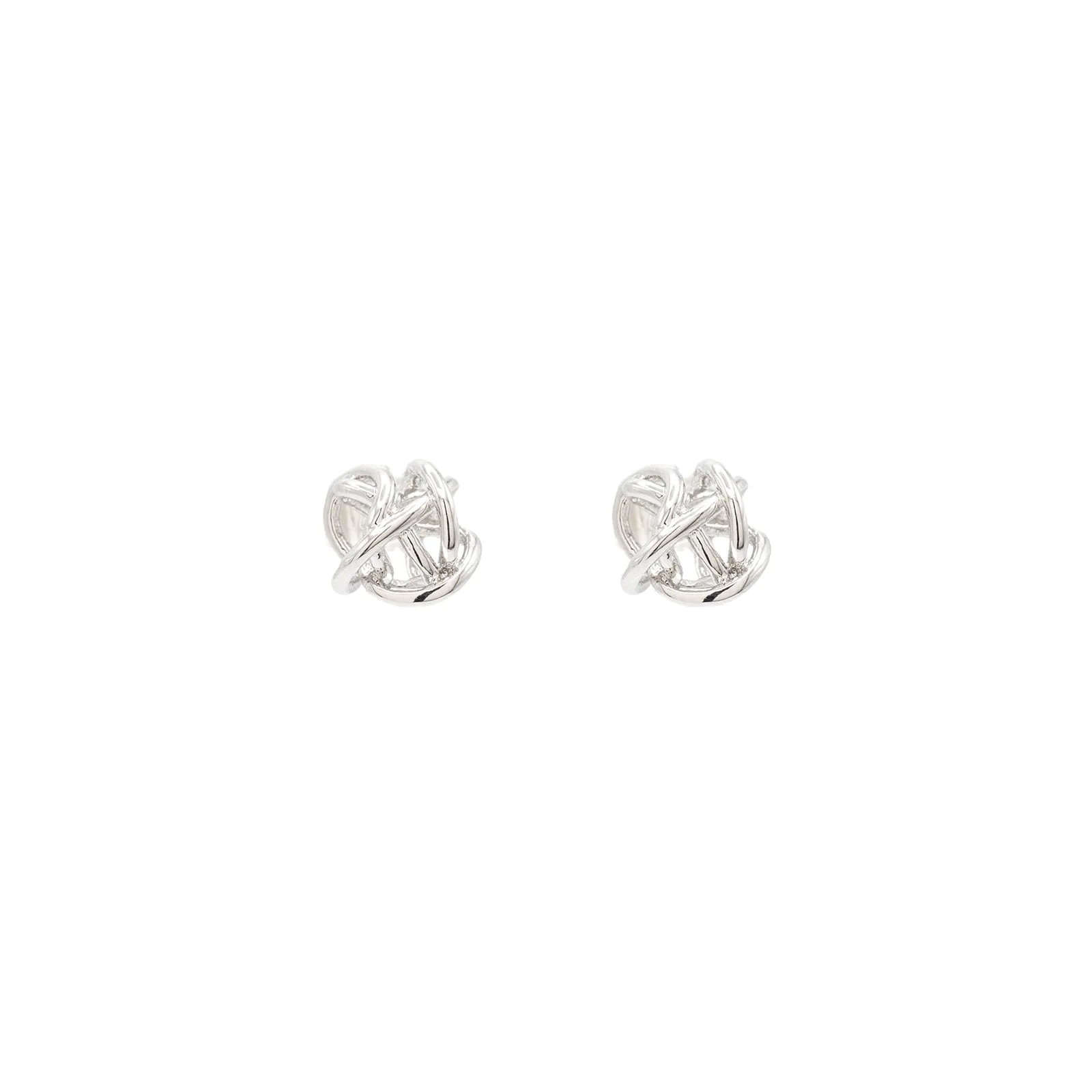 Twisted Knot Ball Post Stud Earring Gold Geometric Simple