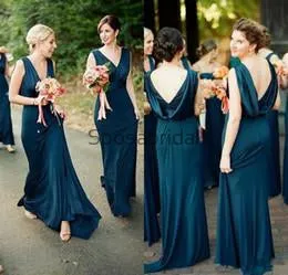 V-Neck Long Elegant Simple Cheap Bridesmaid Dresses WG674