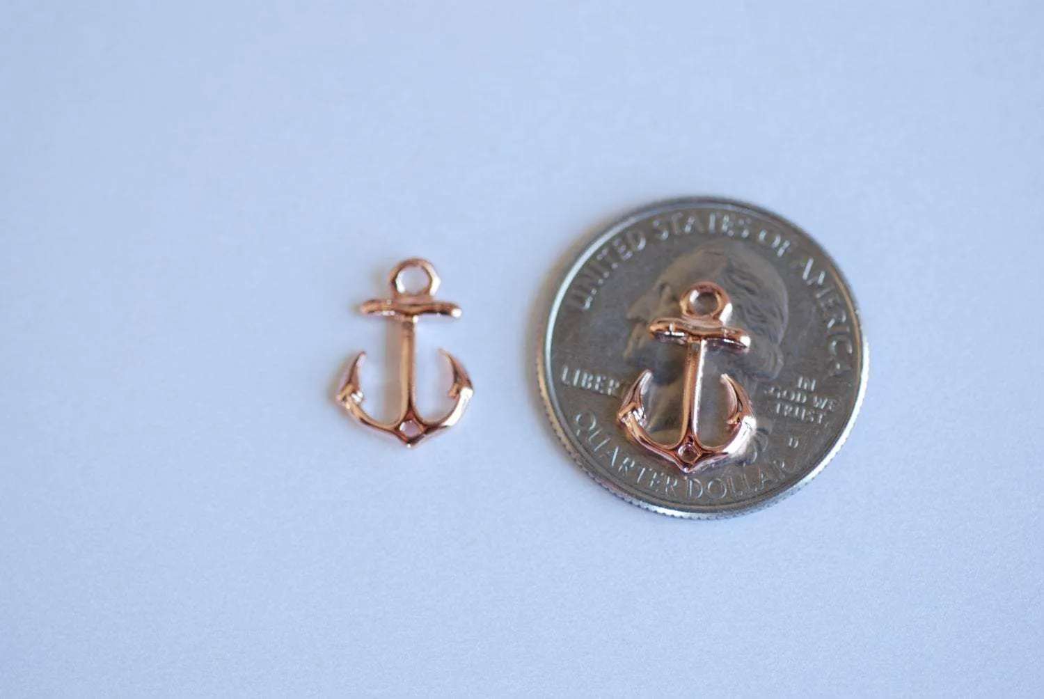 Vermeil Rose Wholesale Gold Anchor Connector - 18k gold plated over sterling silver, Rose Gold Anchor Link Spacer Connector, Nautical Anchor Charm,101