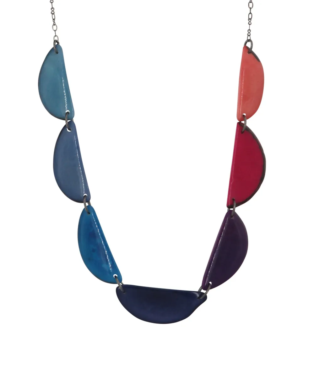 Vibrant Crescent Tagua Necklace