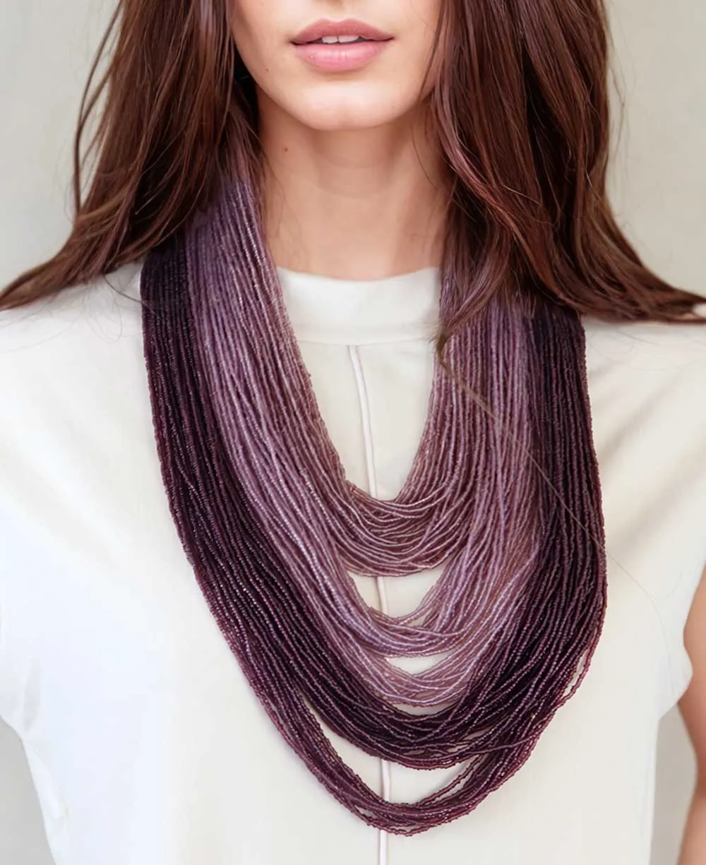 Vibrant Purple Beaded Statement Necklace