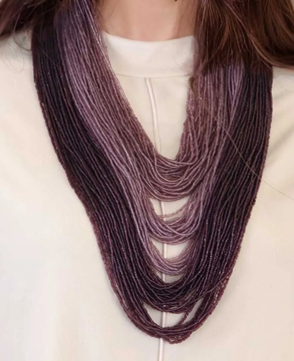 Vibrant Purple Beaded Statement Necklace