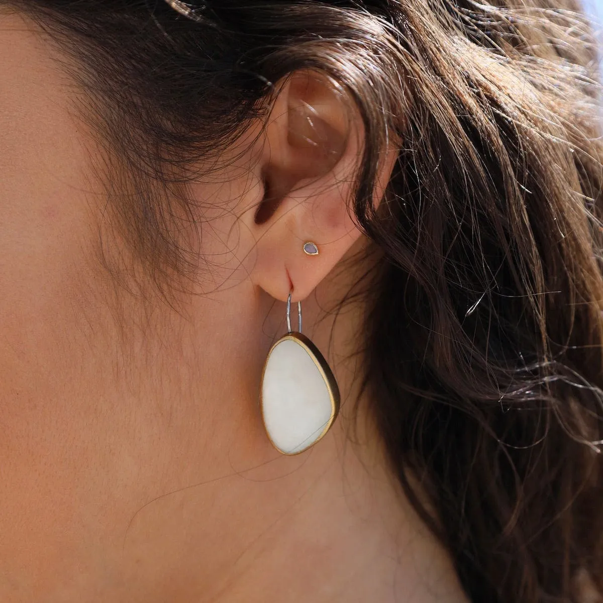 White Pebble Earrings