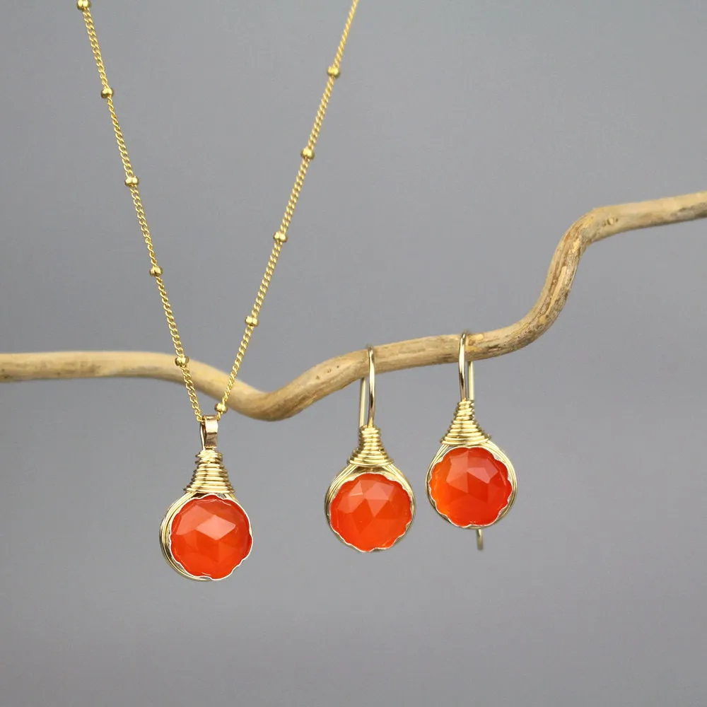 Wire Wrap Carnelian Necklace