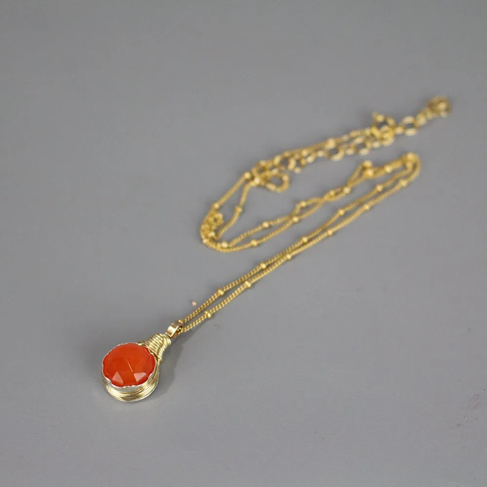 Wire Wrap Carnelian Necklace