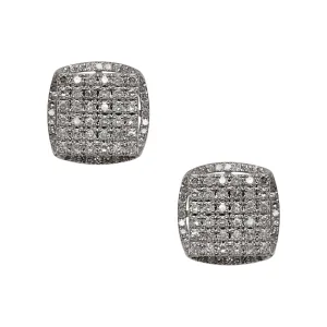 Women's Halo Micro-Pavé Square Diamond Stud Earrings 0.85ct 10K Yellow Gold