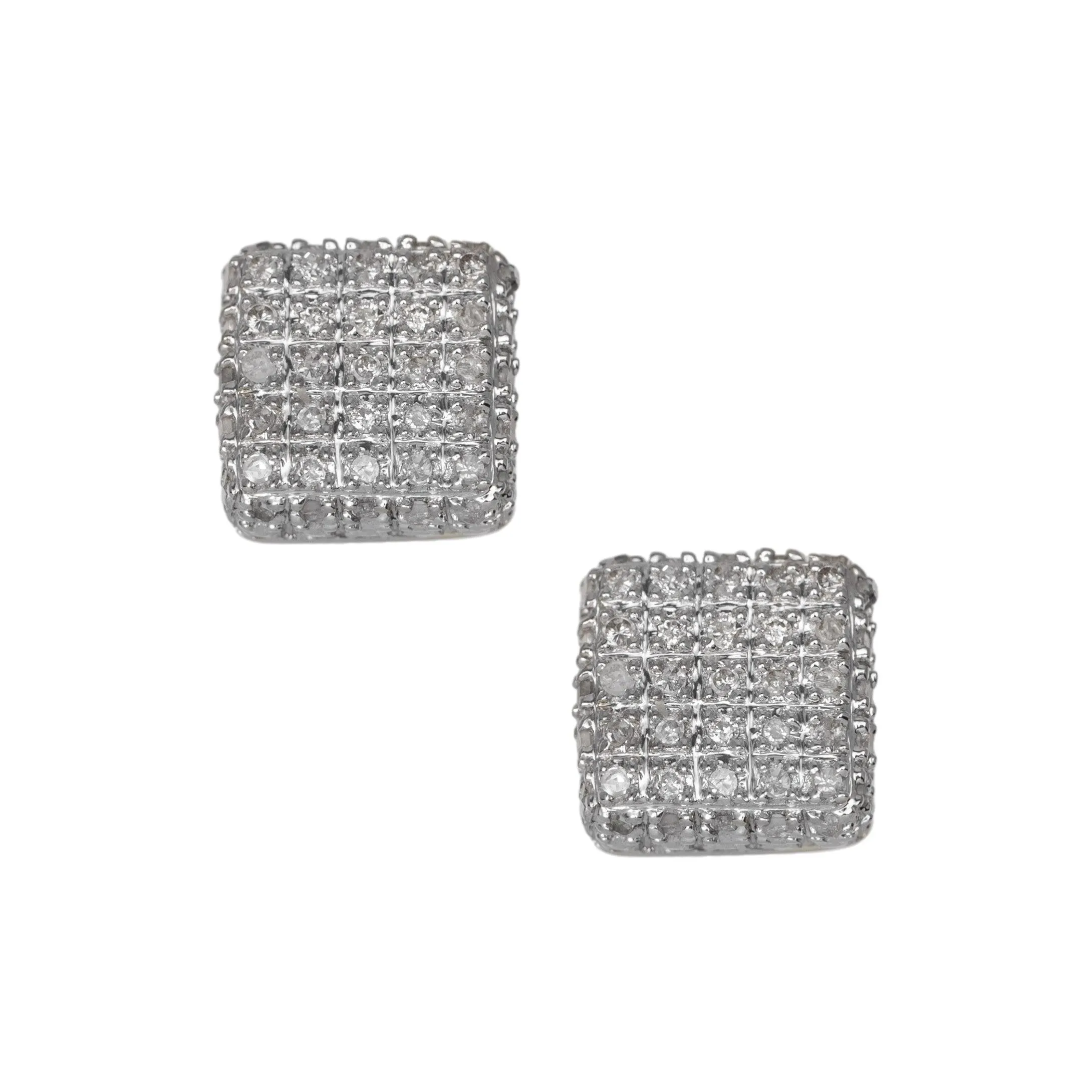 Women's Micro-Pavé Cube Diamond Stud Earrings 0.35ct 10K Yellow Gold