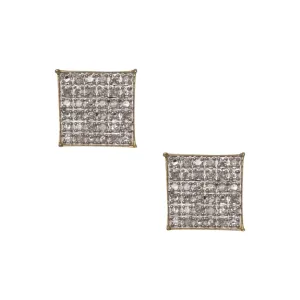 Women's Micro-Pavé Square Diamond Stud Earrings 0.29ct 10K Yellow Gold