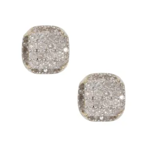 Women's Micro-Pavé Square Diamond Stud Earrings 0.46ct 10K Yellow Gold