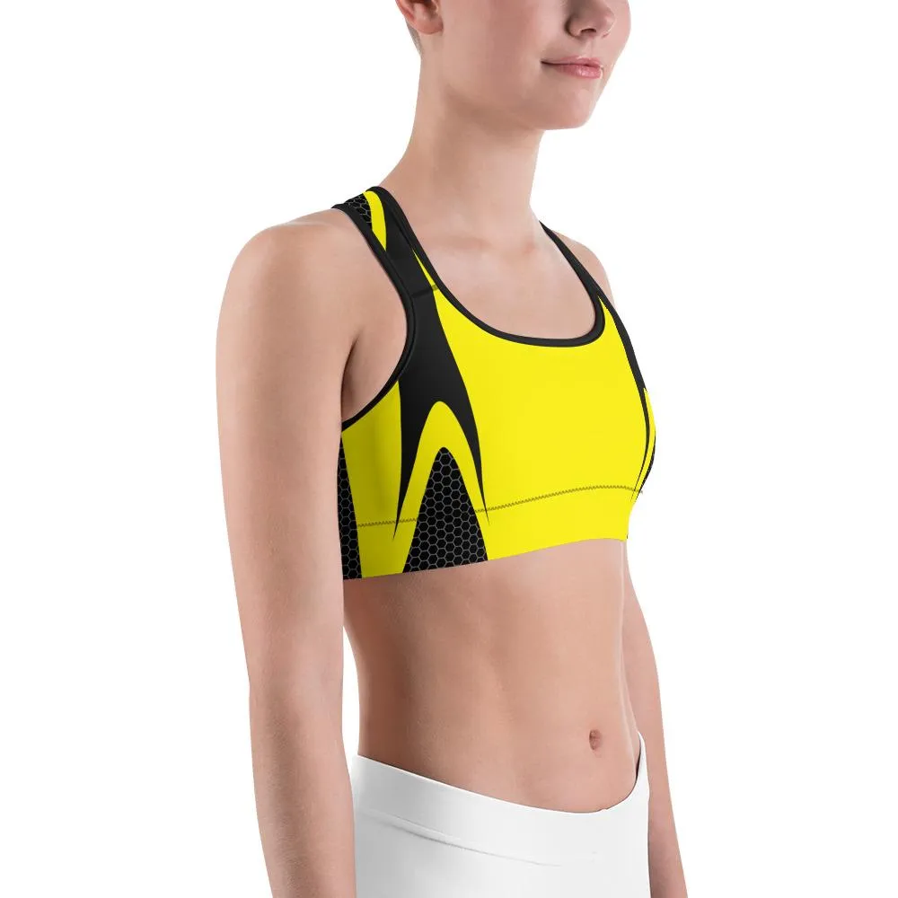 Yellow Honeycomb Carbon Sports Bra