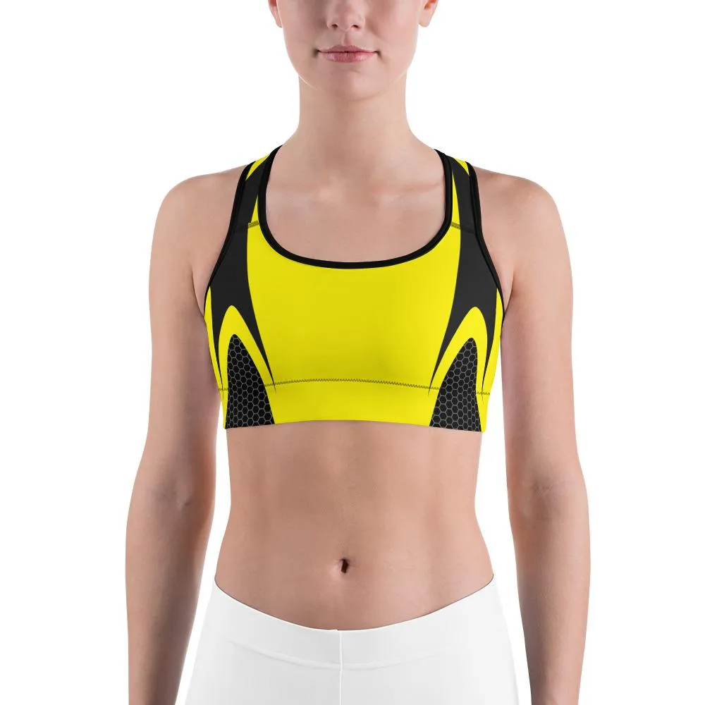 Yellow Honeycomb Carbon Sports Bra