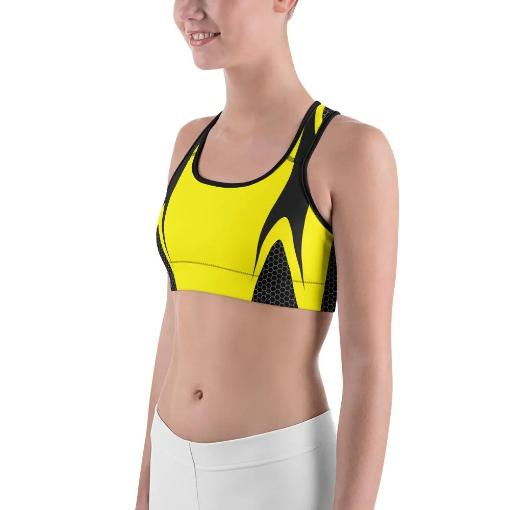 Yellow Honeycomb Carbon Sports Bra