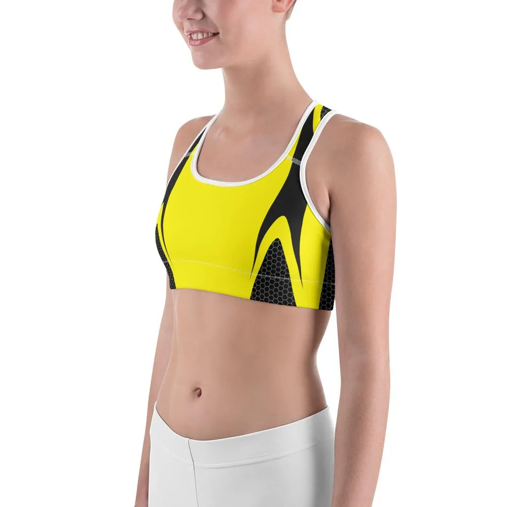 Yellow Honeycomb Carbon Sports Bra